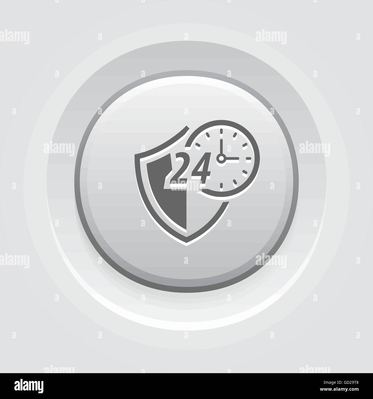 Proteggere 24-Icona ore. Design piatto. Illustrazione Vettoriale