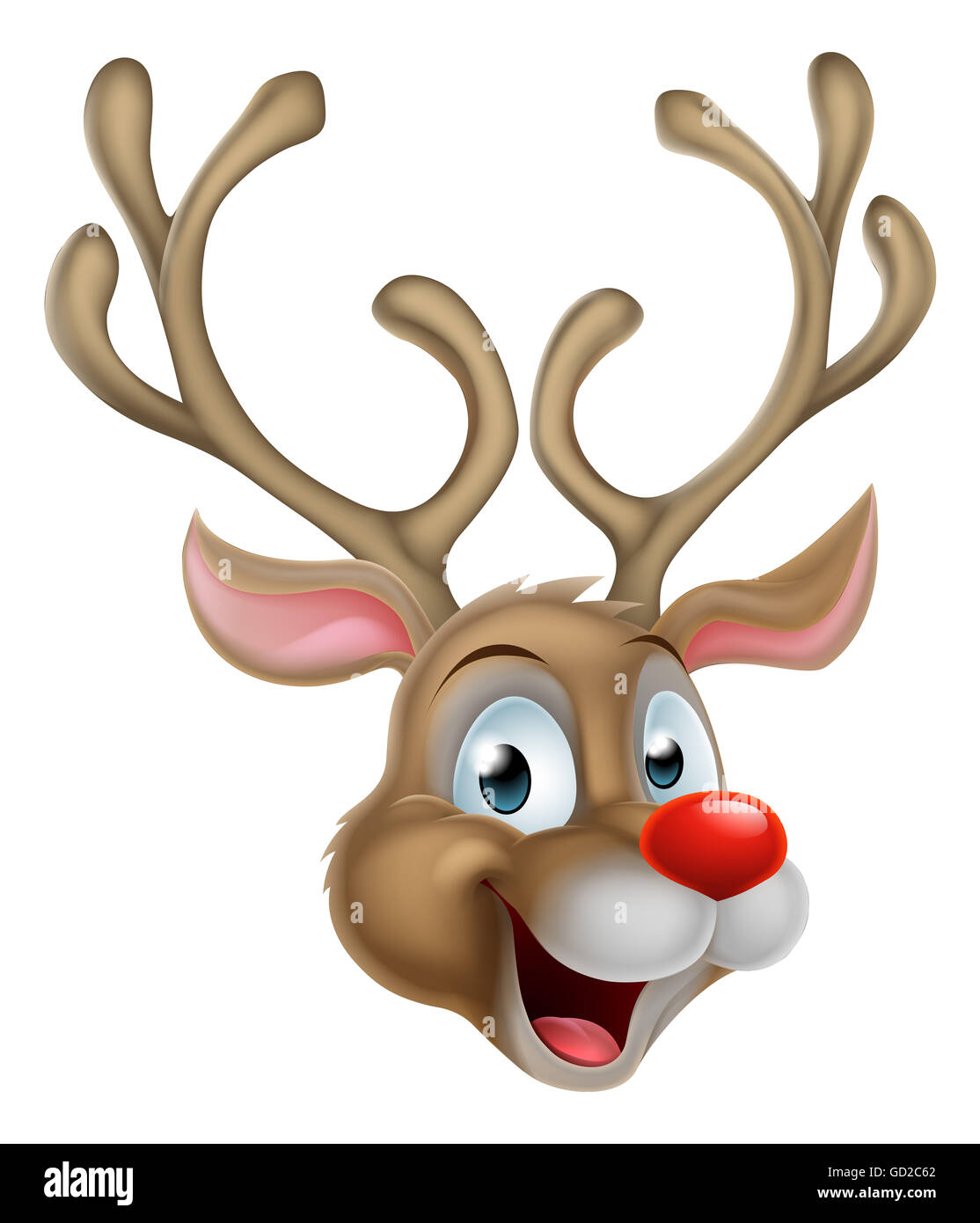 Una illustrazione di Babbo Natale cartone animato dal naso rosso renne Foto Stock