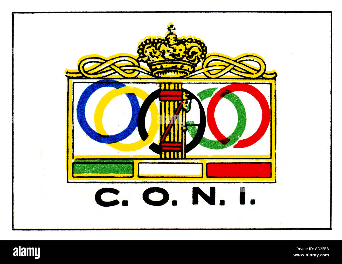 Sport, Giochi Olimpici, Berlino 1.- 16.8.1936, emblemi, Comitato Olimpico d'Italia, 1936, eraldica, stemma, assistenti, giochi estivi, XI Olympiad, Germania, anni trenta, XX secolo, storico, storico, diritti aggiuntivi-clearences-non disponibile Foto Stock