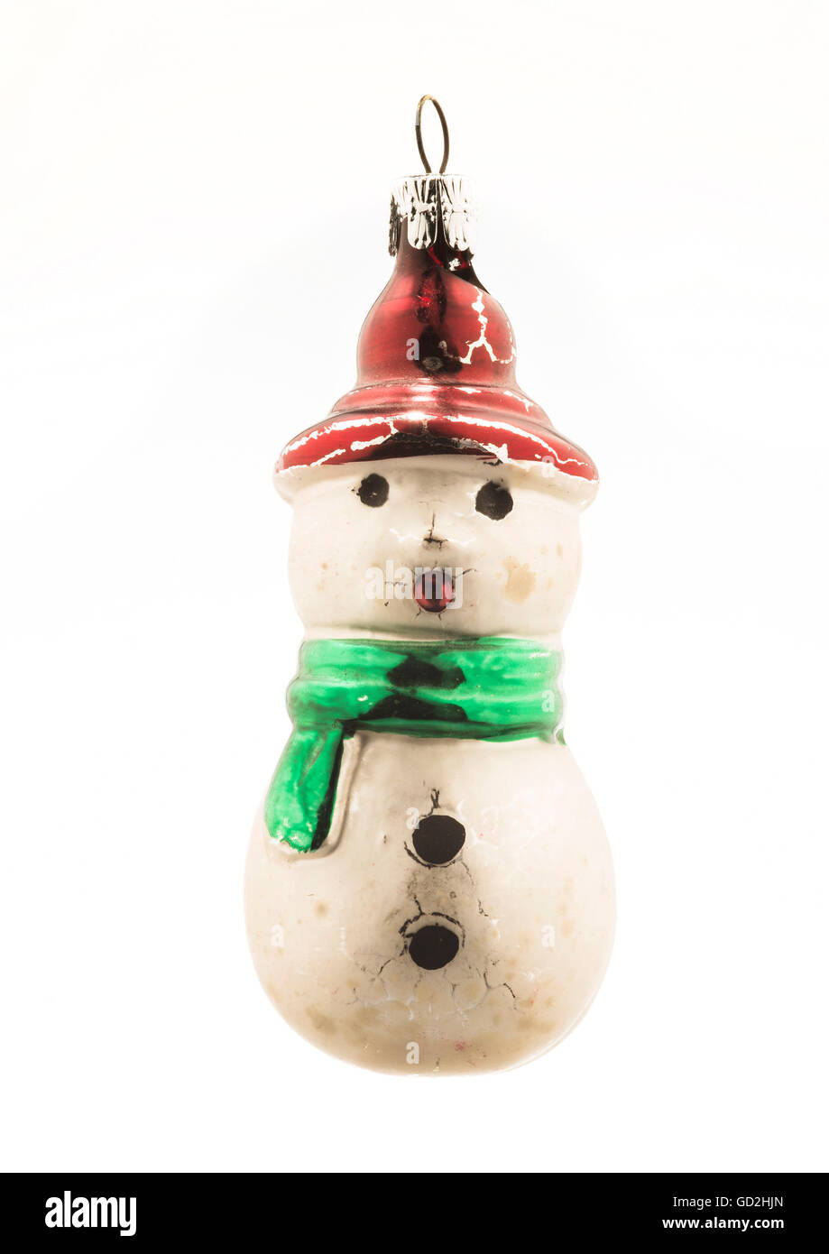 Natale, albero di Natale, palla di glitter a forma di pupazzo di neve, anni 50, Additional-Rights-Clearences-Not Available Foto Stock