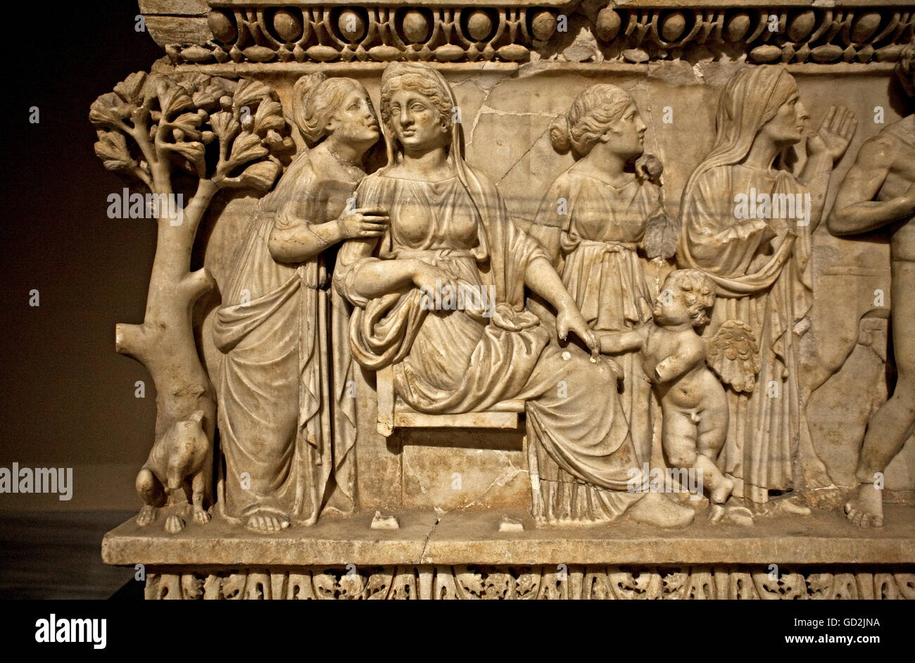 Belle arti, mondo antico, Fedra e Ippolito su un sarcofago romano, collezione di antichità, museo archeologico, Istanbul, artista del diritto d'autore non deve essere cancellata Foto Stock