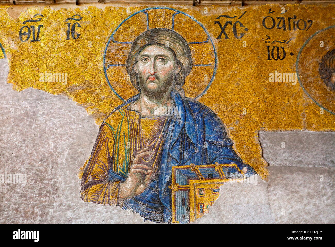Belle arti, l'arte religiosa, mosaico Cristo Pantocrator, Hagia Sophia, Istanbul, artista del diritto d'autore non deve essere cancellata Foto Stock