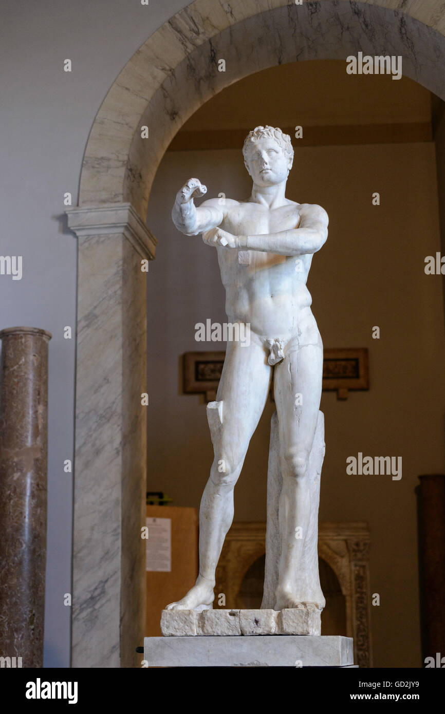 Vaticano' Apoxyomenos da Lisippo, c. 330 e.v. Museo del Vaticano, Roma, Italia. Foto Stock