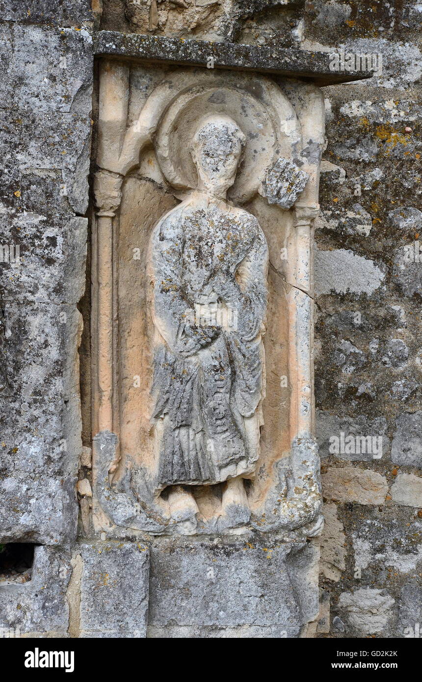 Belle arti, romanico, scultura in muratura dell'Abbazia di Montmajour, artista del diritto d'autore non deve essere cancellata Foto Stock