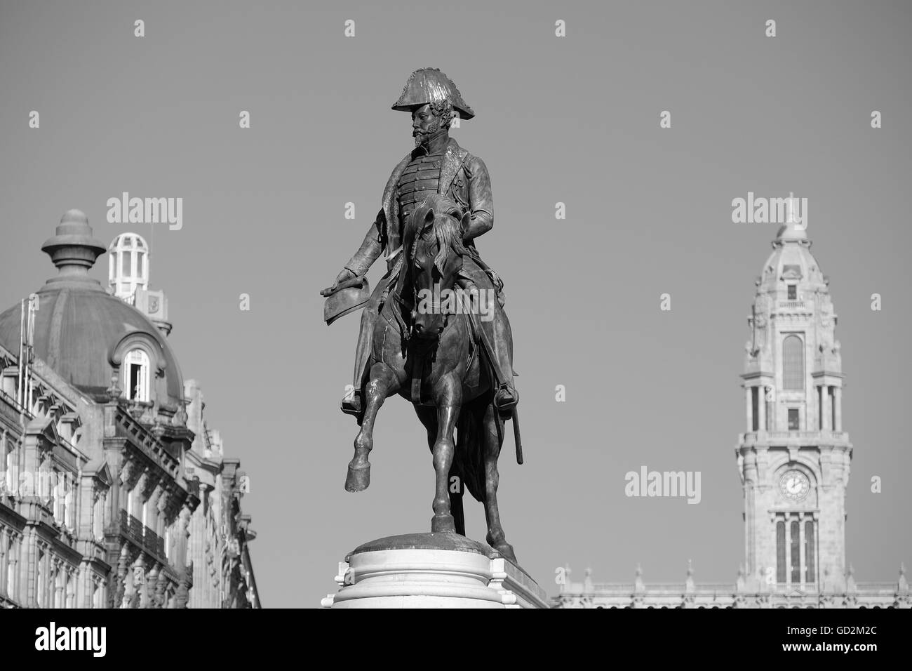 D. Pedro IV. Praça da Liberdade. Porto. Il Portogallo. Foto Stock