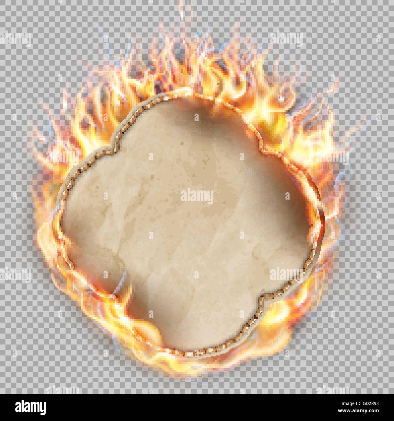 Foglio di carta nella fiamma. EPS 10 Illustrazione Vettoriale