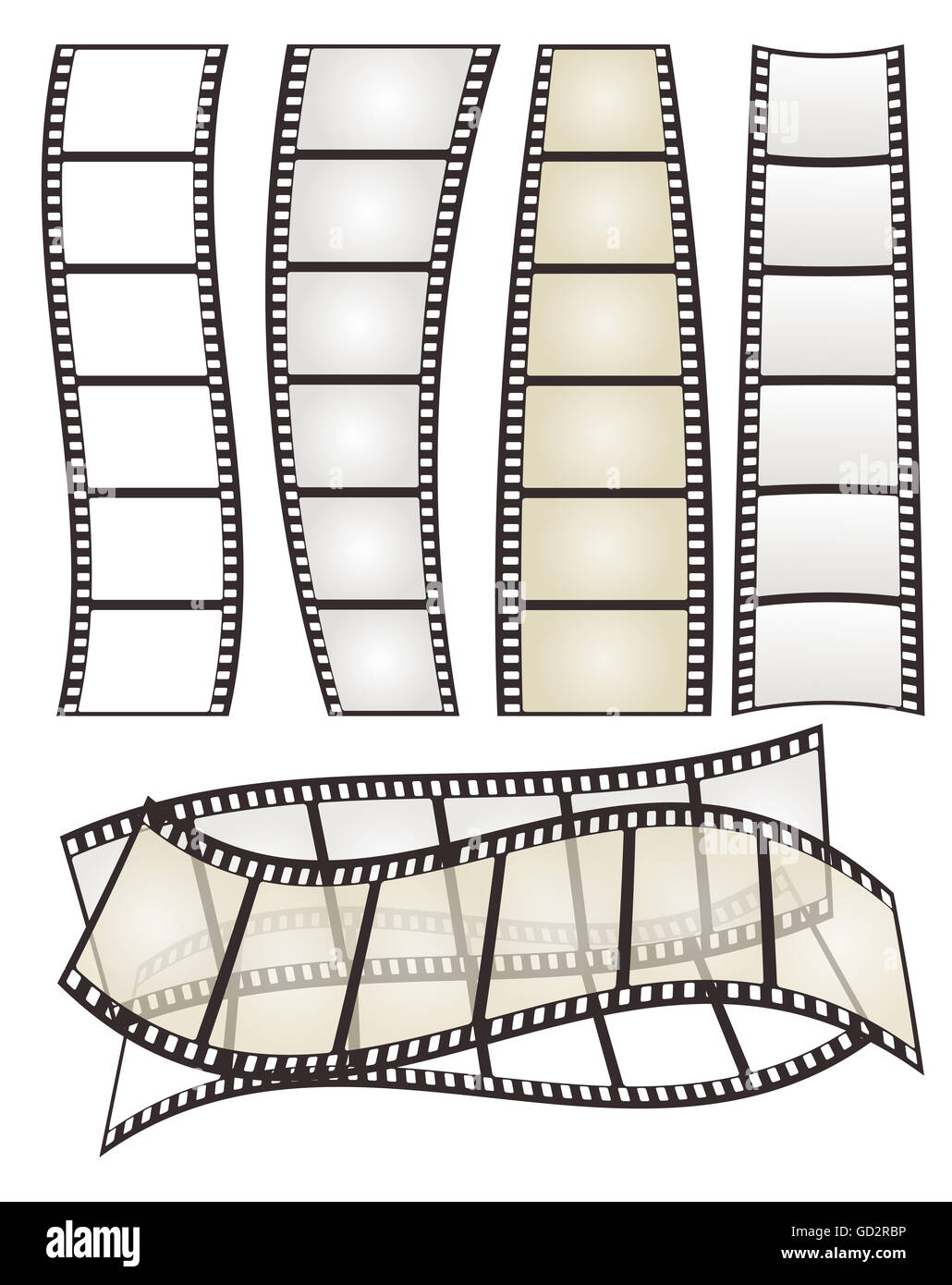 Set di pellicole con variazione di forma su bianco Foto Stock