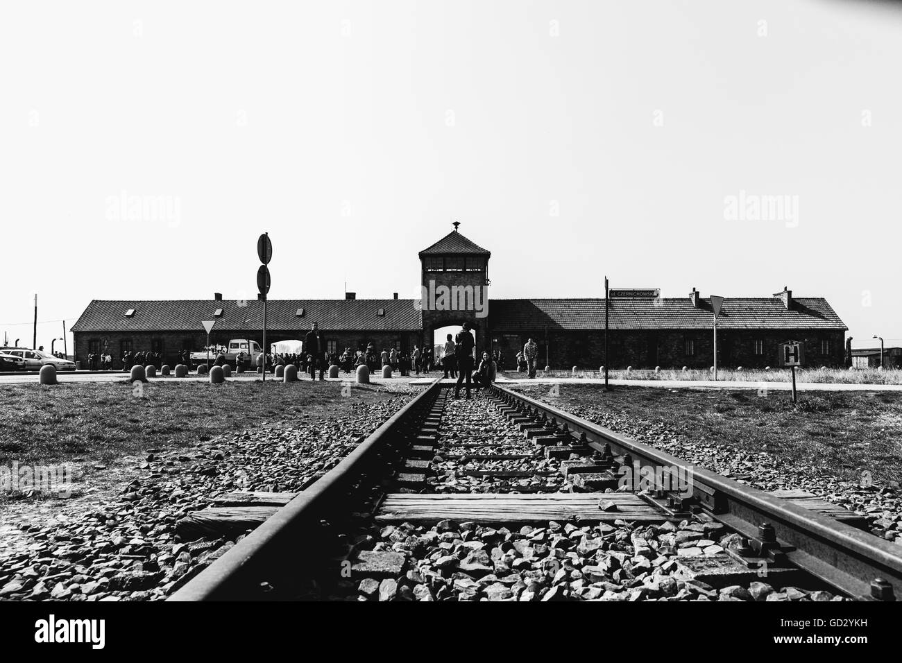 I treni in Auschwitz. Foto Stock