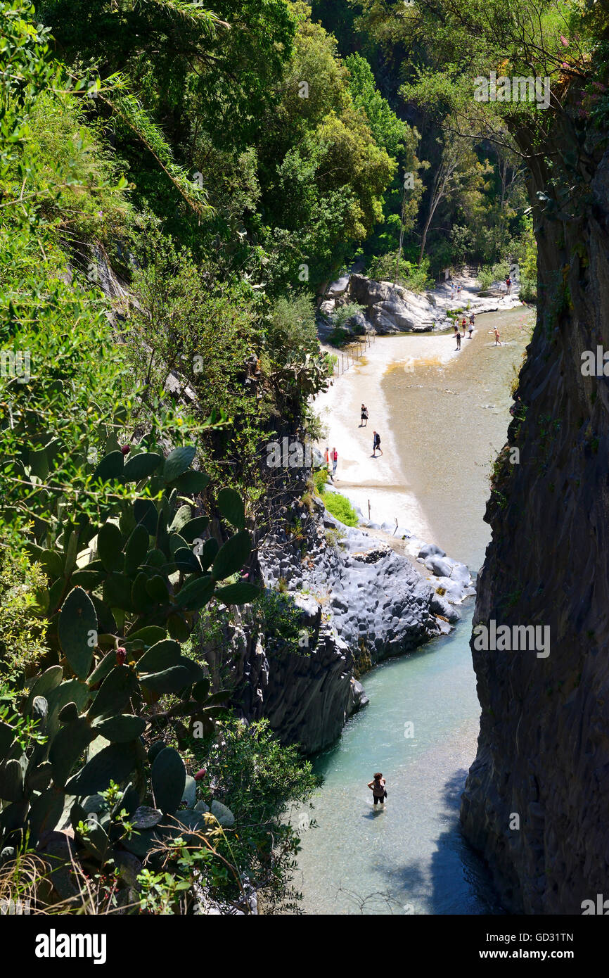 Gola dell'Alcantara (Gole Alcantara), Sicilia, Italia Foto Stock