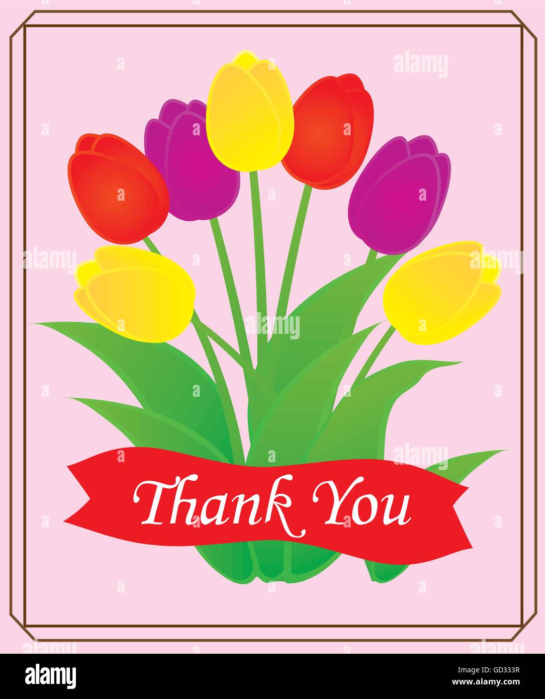 Illustrazione di vettore del biglietto di ringraziamento con tulip mazzetto Illustrazione Vettoriale