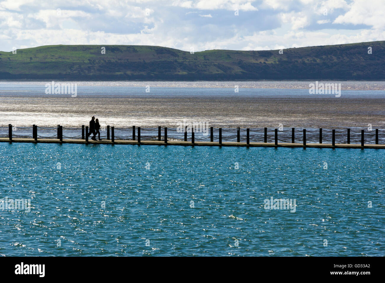 Lago marino causeway, Weston-Super-Mare, Somerset, Regno Unito Foto Stock