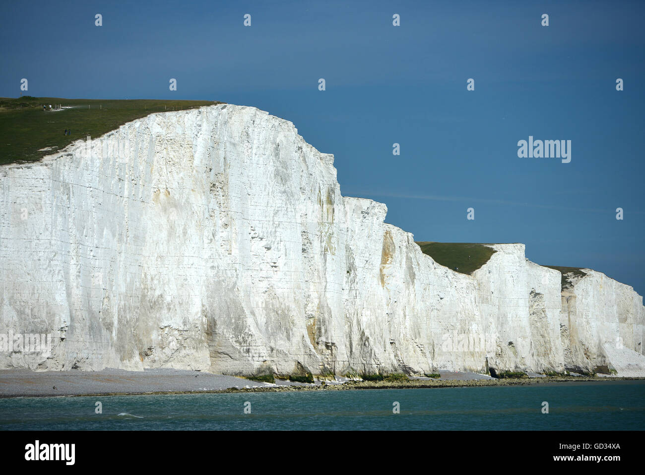 L'iconico vista della costa inglese, Sette sorelle chalk cliffs, East Sussex Foto Stock