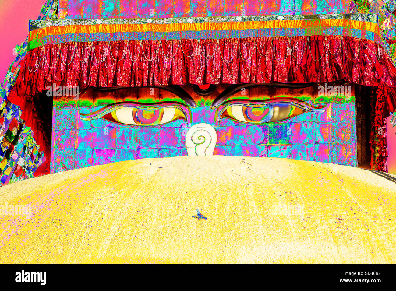 Il Boudanath Stupa, è uno del santissimo Buddist siti in Kathmandu, Nepal Foto Stock