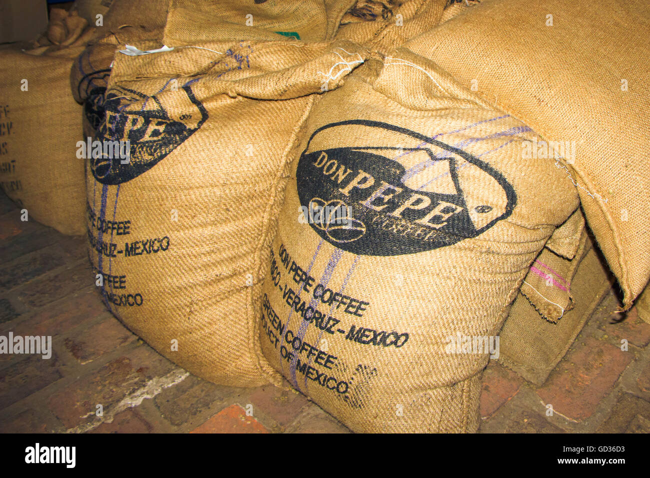 Sacchi di caffè. Don Pepe. Foto Stock