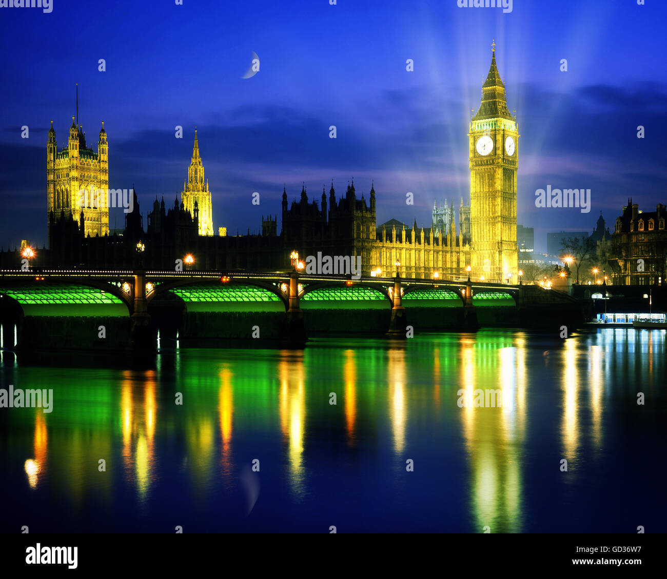 GB - LONDRA: Case del Parlamento di notte Foto Stock