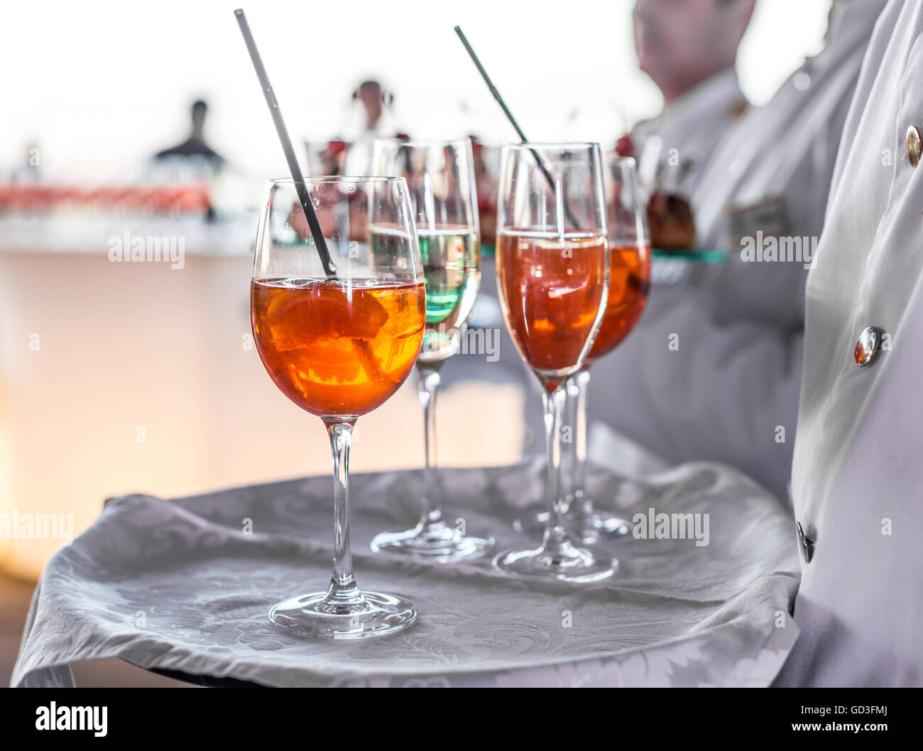 Bicchieri di vino. Servizio banchetti. Foto Stock