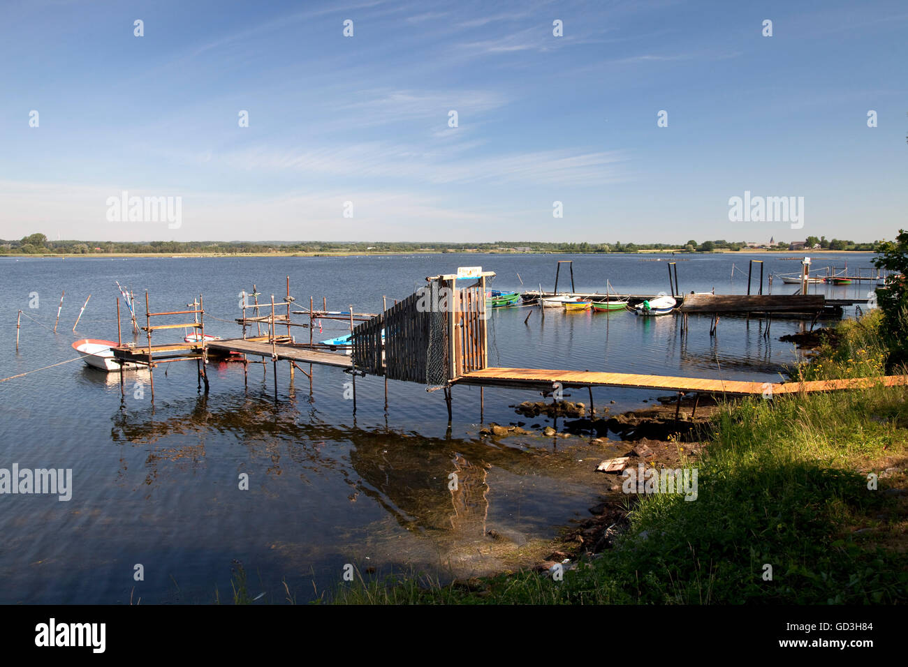 Wharf, porto di Neustadt, Luebeck Bay, Mar Baltico, Schleswig-Holstein Foto Stock