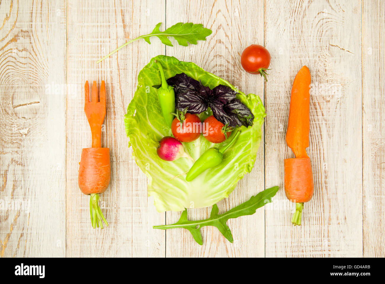 Set di verdure fresche per una dieta sana Foto Stock