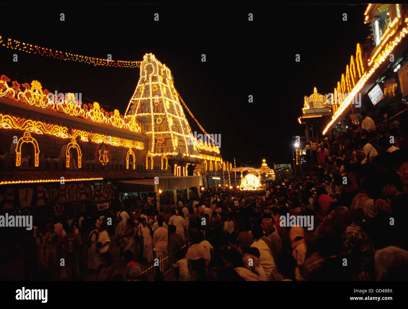 Processione Brahmotsavam Foto Stock