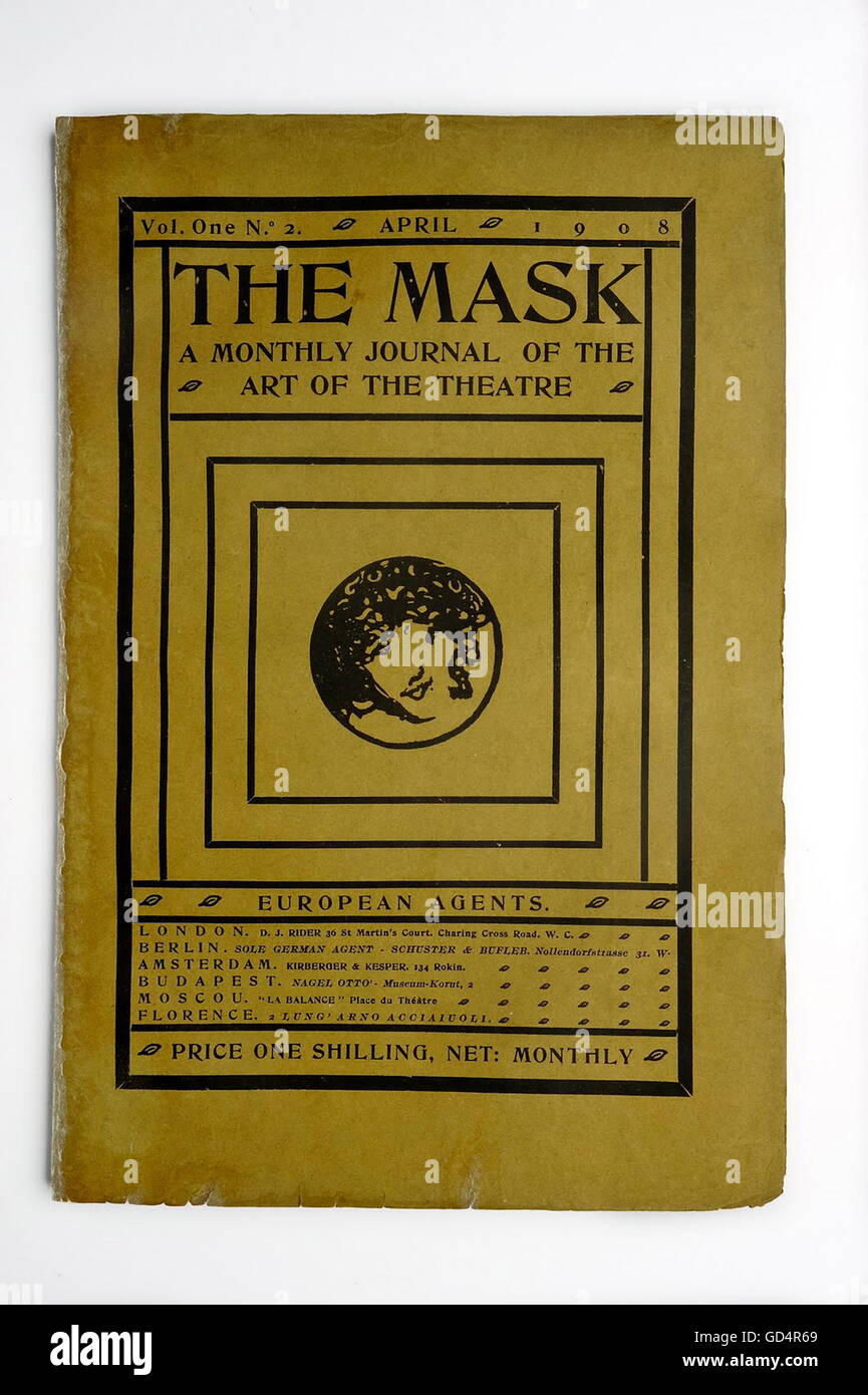 Stampa, riviste, giornale 'The Mask', 1908-1929, copertina del volume uno, no. 2, Gran Bretagna, aprile 1908, diritti aggiuntivi-clearences-non disponibile Foto Stock
