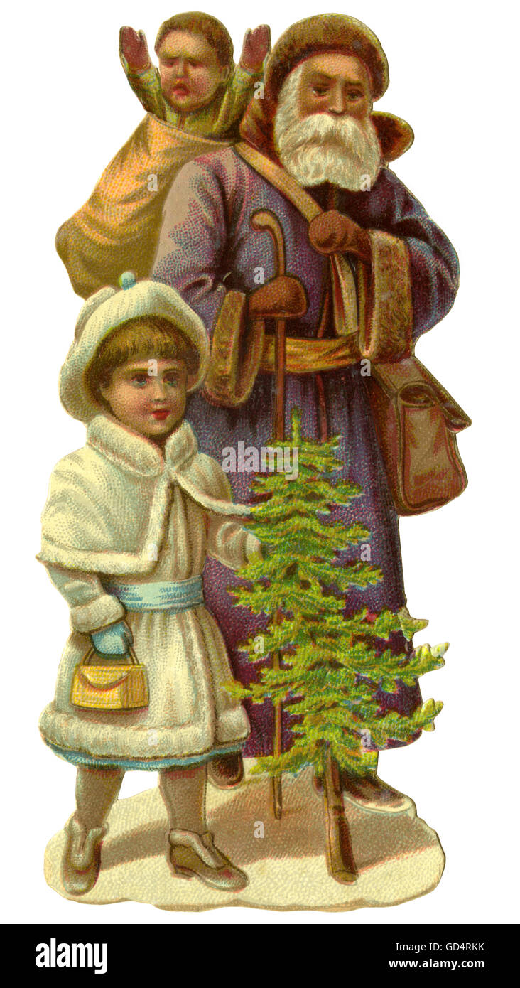 Natale, Padre Natale, San Nicola con i bambini, Germania, 1890, diritti aggiuntivi-clearences-non disponibile Foto Stock