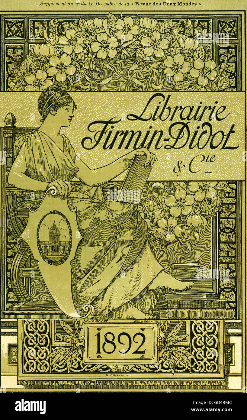 Commercio, commercio di libri, catalogo della libreria Firmin-Didot & CIE., prima pagina, Parigi, 1892, diritti-aggiuntivi-clearences-non disponibile Foto Stock