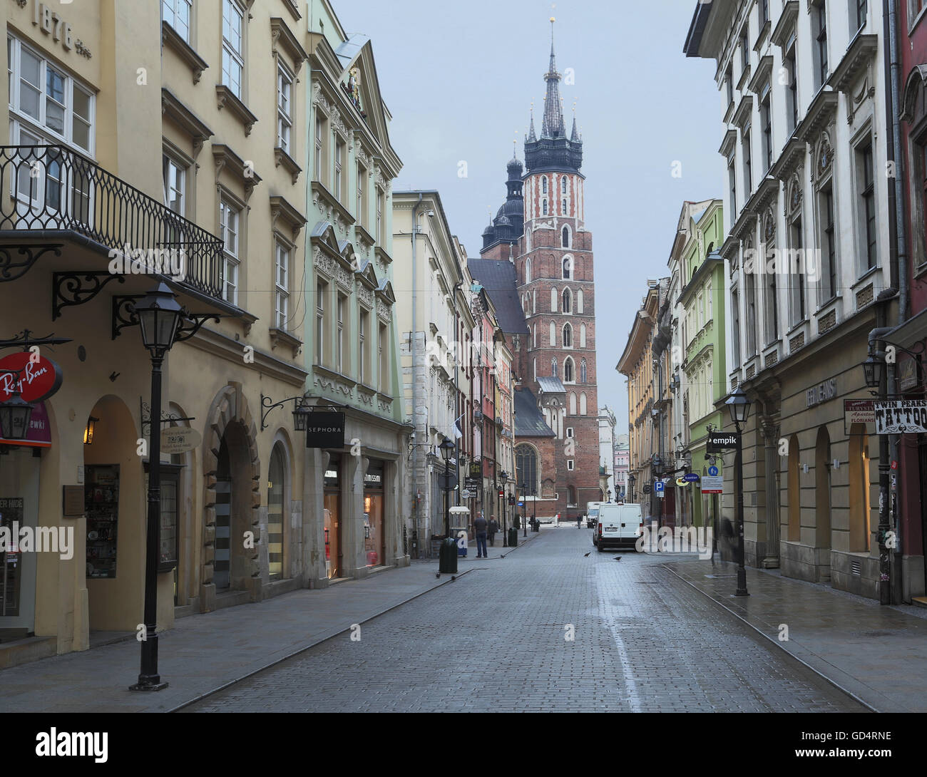 Le strade della città vecchia di Cracovia. Foto Stock