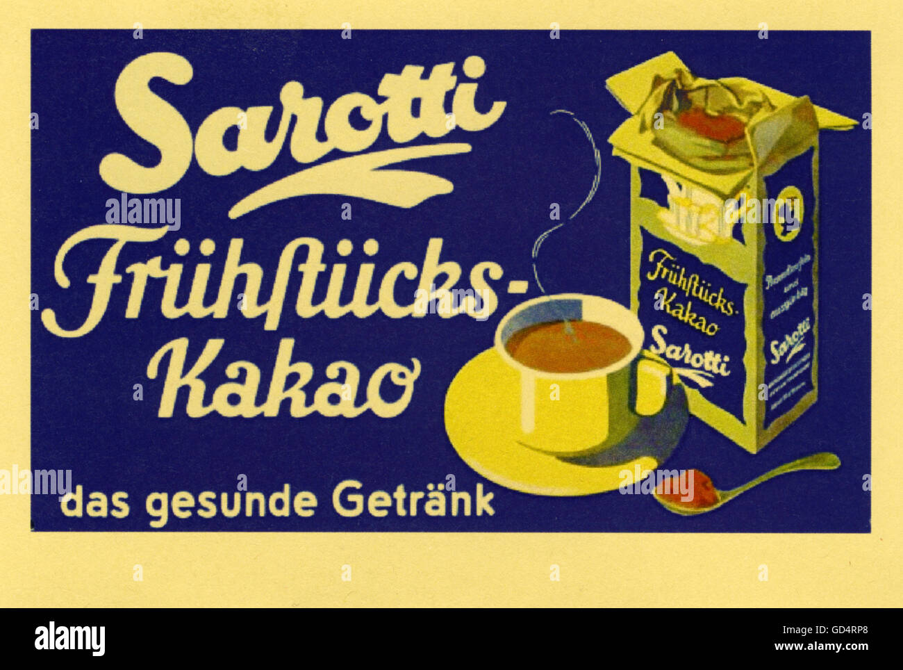 Pubblicità, bevande, cacao, Sarotti colazione cacao, cartolina pubblicitaria, Berlino, circa 1930, diritti aggiuntivi-clearences-non disponibile Foto Stock