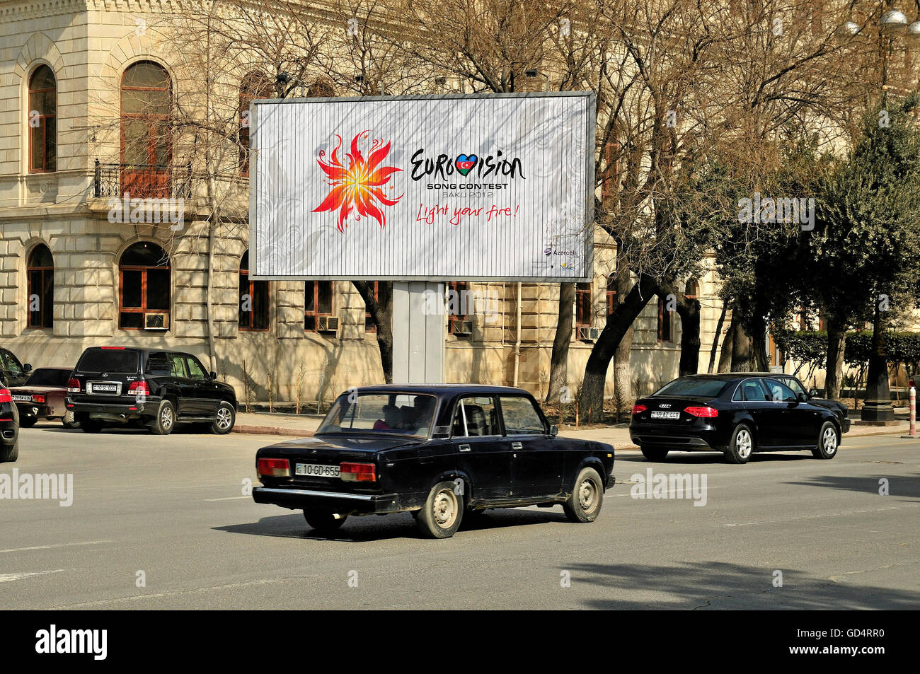 Musica, pubblicità per il concorso di canzoni Eurovisione nel centro della città di Baki, 26.5.2012, Additional-Rights-Clearences-non disponibile Foto Stock