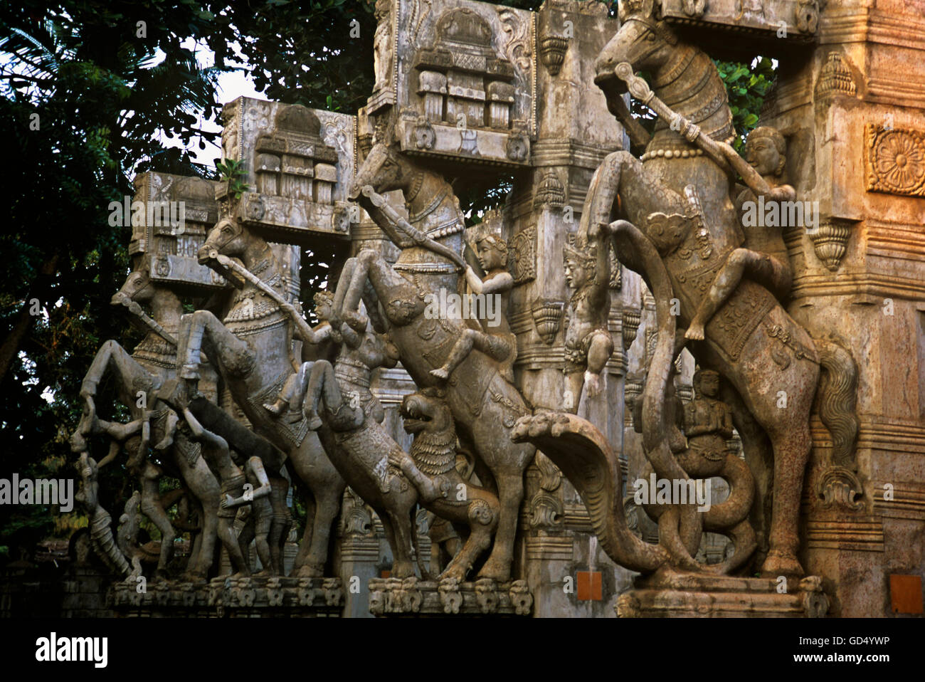 Scultura , parco divertimenti , vicino a Chennai Foto Stock