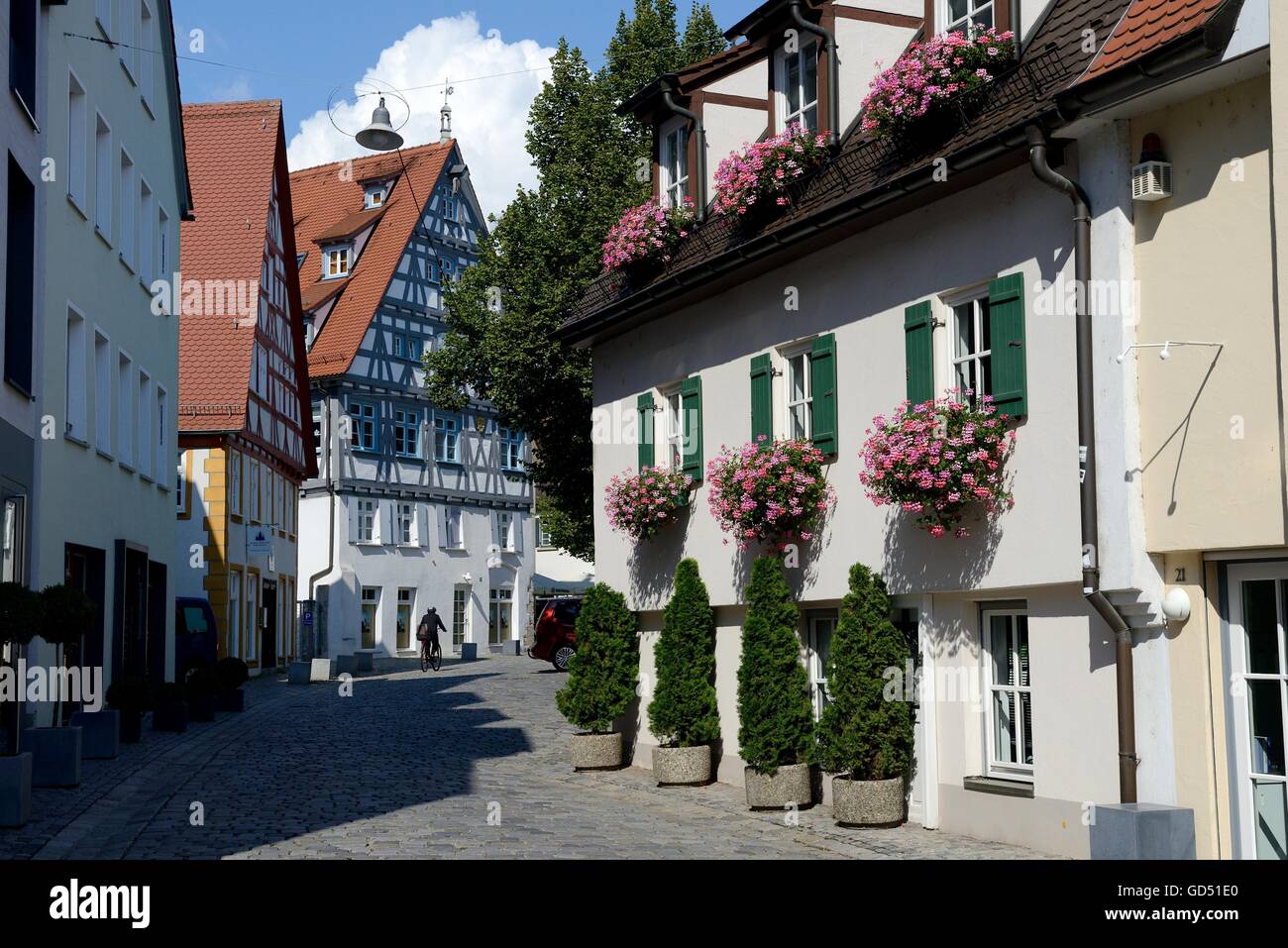 Fischergasse mit Fachwerkhaeusern, Fischerviertel, Ulm, Baden-Wuerttemberg, Deutschland, Europa Foto Stock