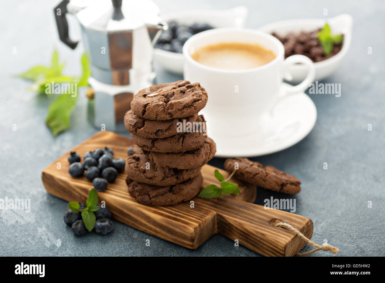 Biscotti al cioccolato con caffè Foto Stock