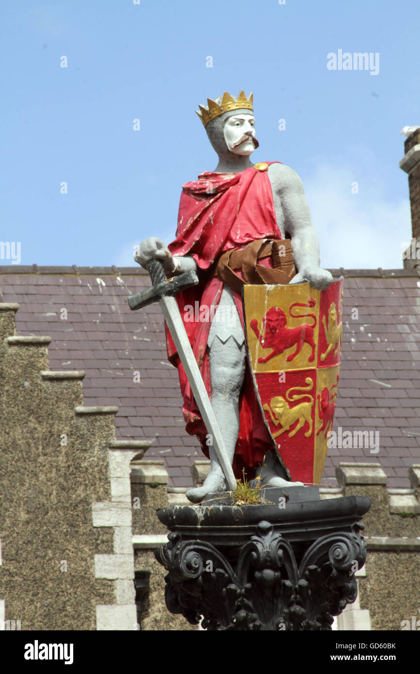 Statua del Principe Llywelyn il grande città Conway il Galles del Nord Foto Stock
