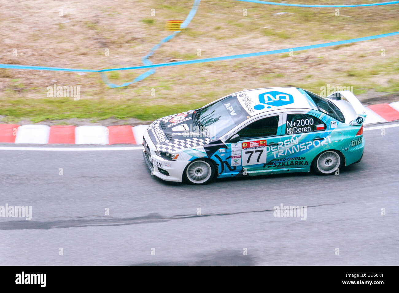 8. Wyścig Górski - Limanowa, przełęcz pod 8 Ostrą Hill Climb Race - Limanowa, mountain pass a Ostra Foto Stock