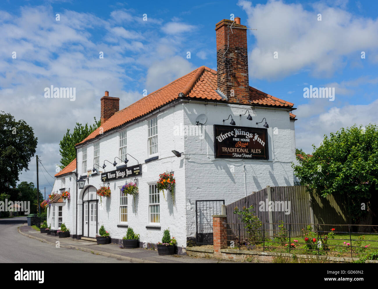 I tre Re Magi Inn, Threekingham, Lincolnshire, Inghilterra - un tradizionale villaggio inglese pub in un villaggio rurale Foto Stock