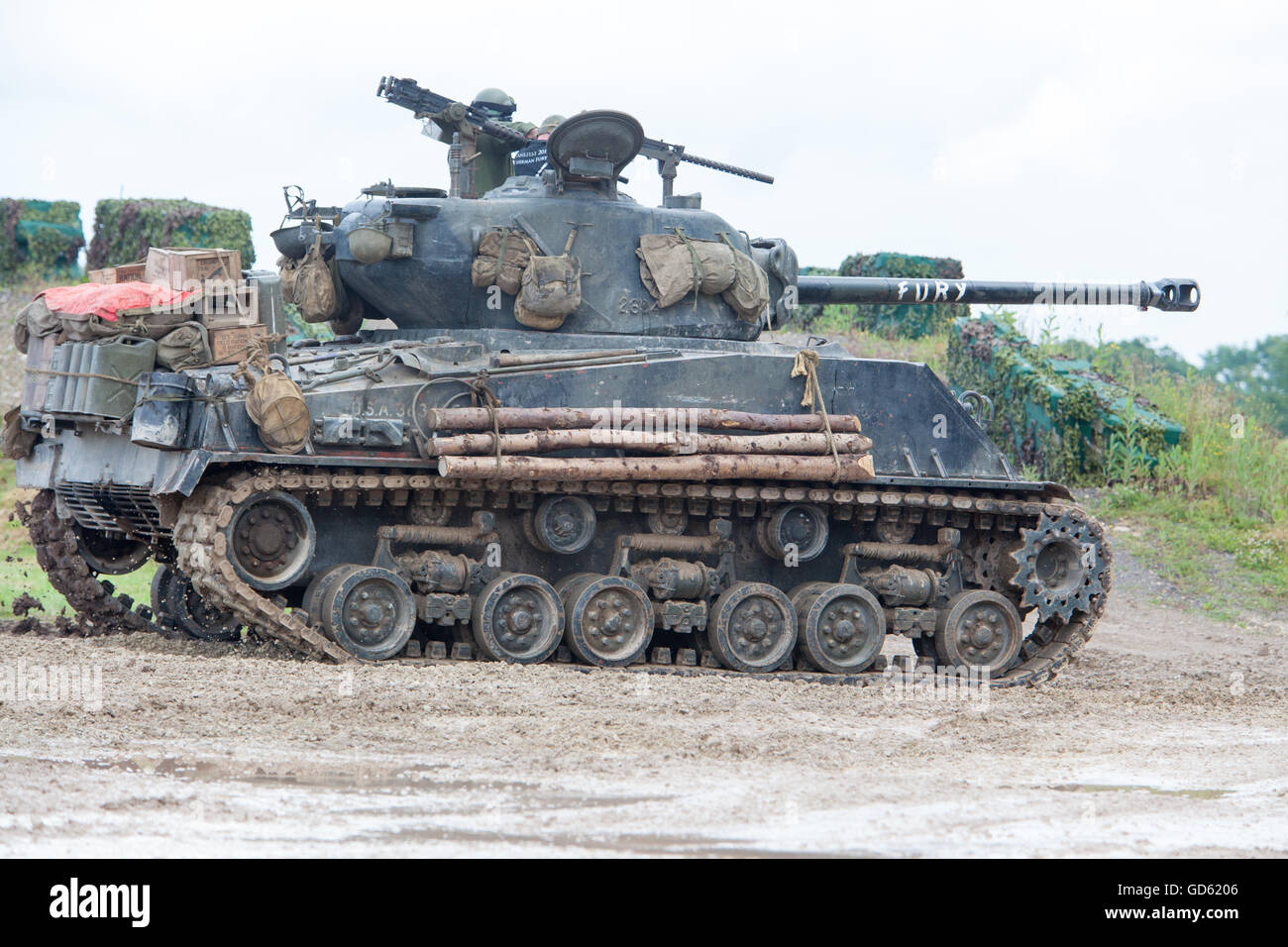 FURY Sherman M4 A2 E8 serbatoio come presentato nel filmato Fury con Brad Pitt, a Tankfest 2016 Foto Stock