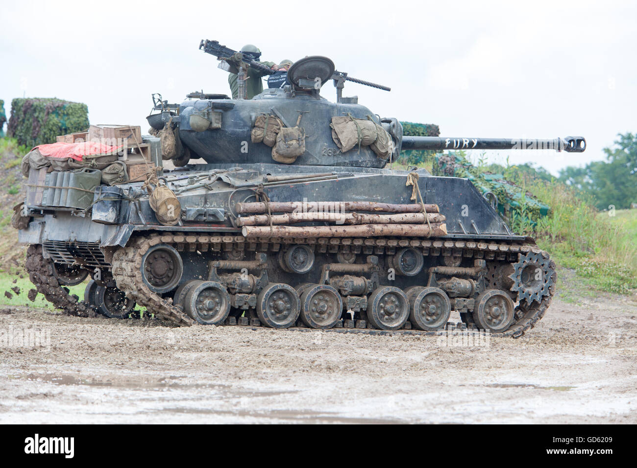 FURY Sherman M4 A2 E8 serbatoio come presentato nel filmato Fury con Brad Pitt, a Tankfest 2016 Foto Stock