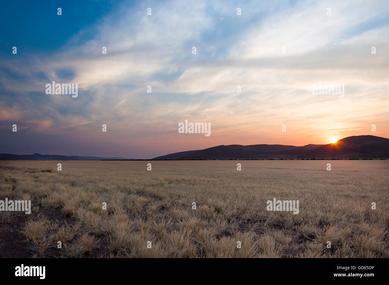 Vista del deserto in Sossusvlei, Namibia, al tramonto Foto Stock