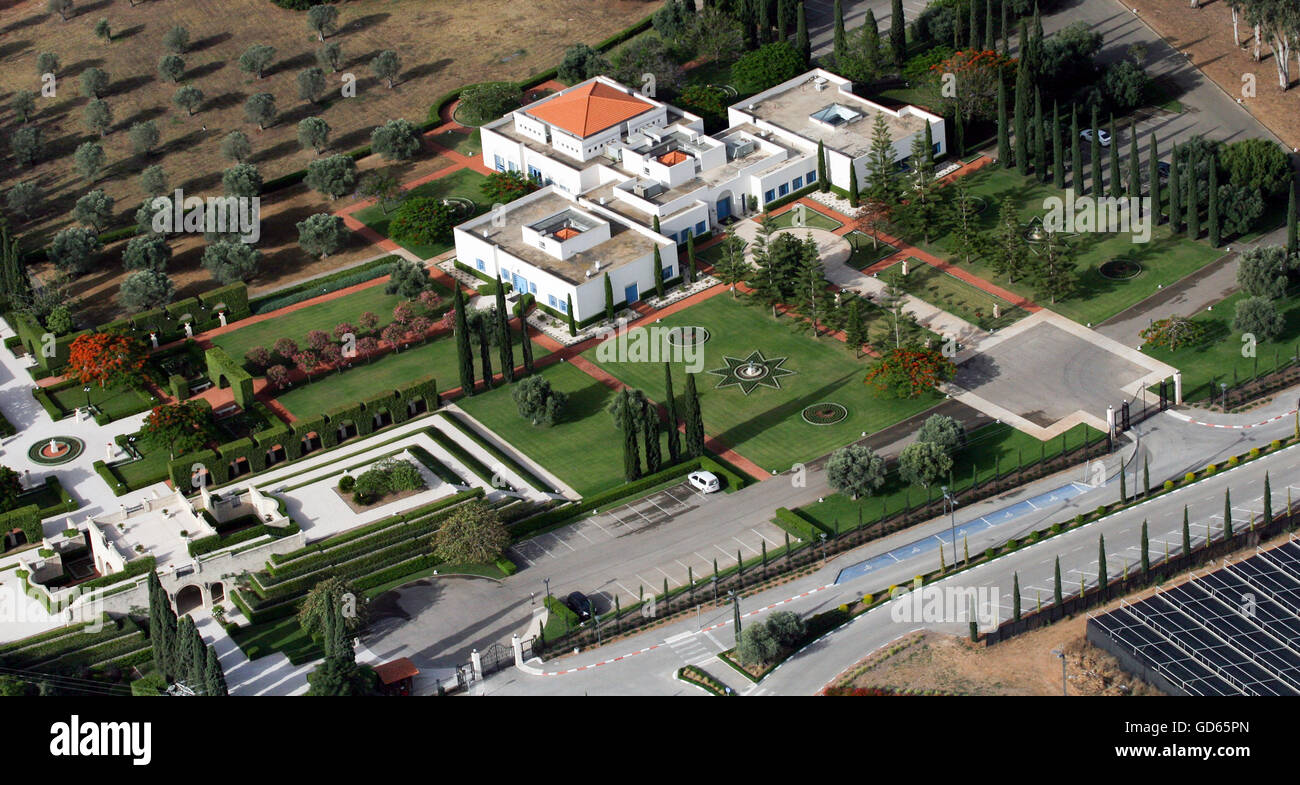 Vista aerea del Bahai giardini in acri, Israele Foto Stock