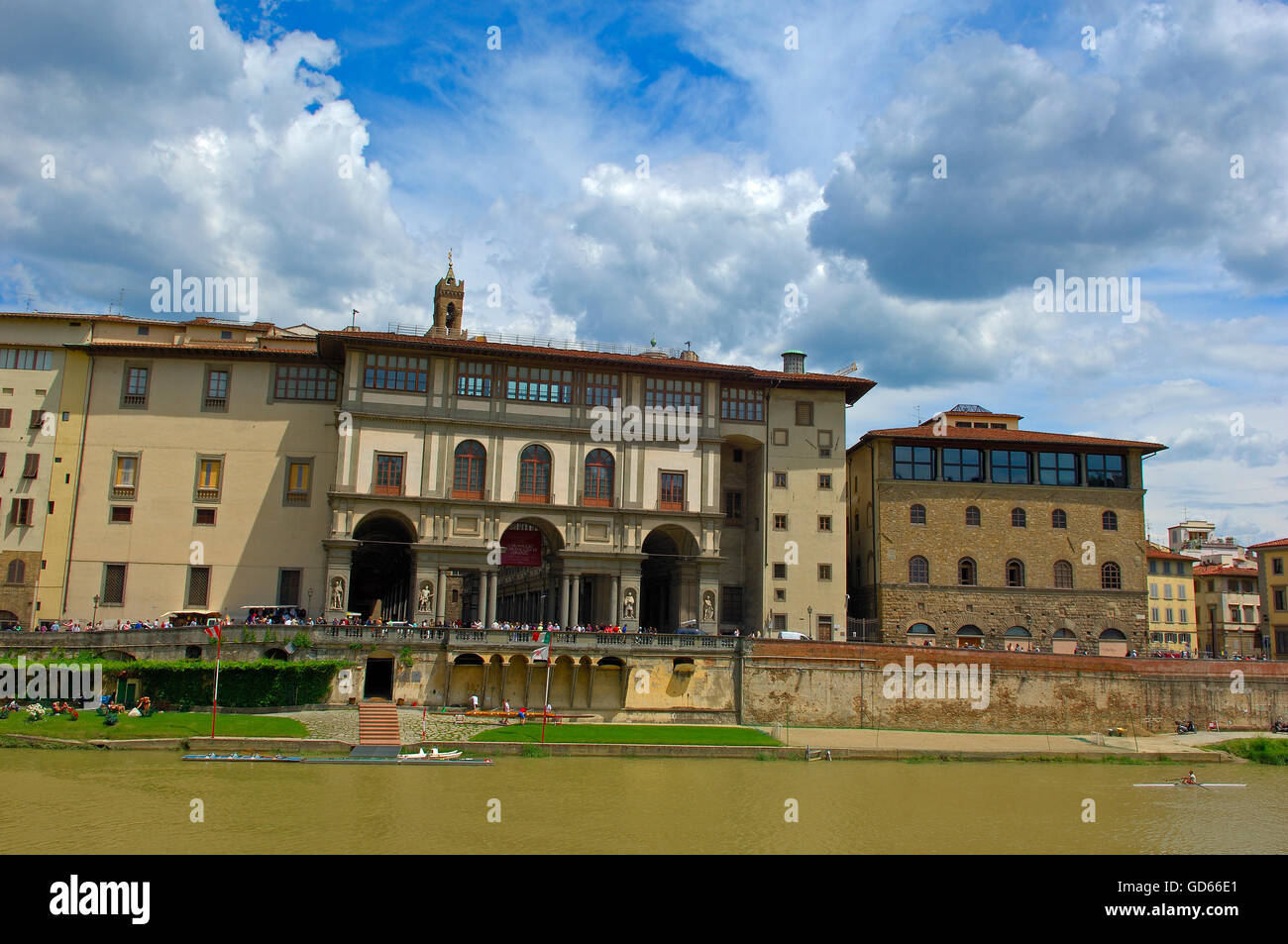 Firenze, Galleria degli Uffizi, il fiume Arno, Toscana, Italia, Europa Foto Stock