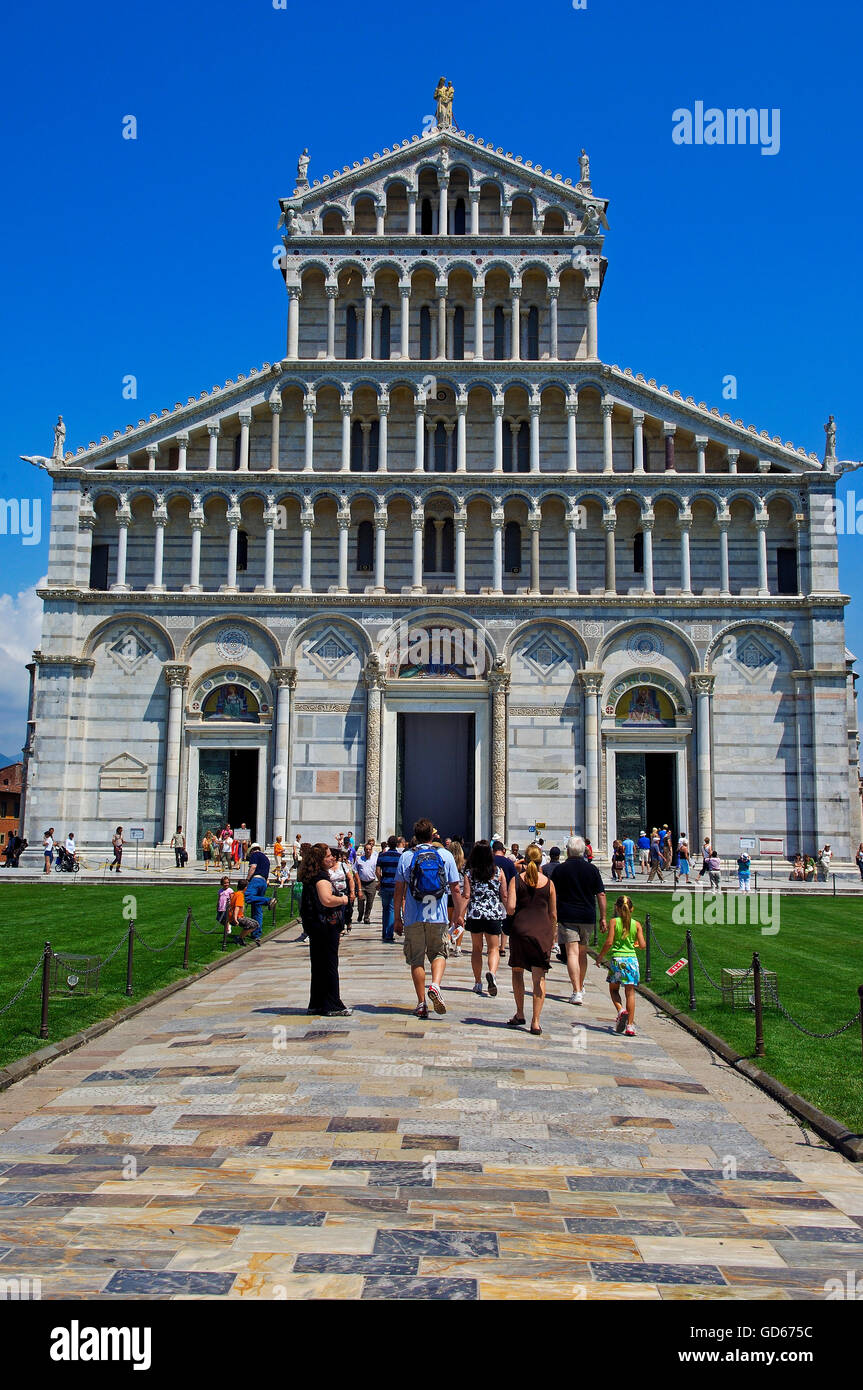 Pisa, Cattedrale, Duomo e Piazza del Duomo, Piazza del Duomo o Campo dei Miracoli, sito patrimonio mondiale dell'UNESCO, Toscana, Italia, Foto Stock