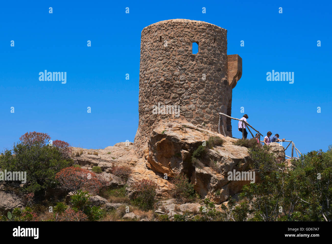 Mallorca, Ses anime tower, Banyalbufar, Serra de Tramuntana, Sito Patrimonio Mondiale dell'UNESCO, isola di Mallorca, Maiorca, isole Baleari, Spagna, Europa Foto Stock