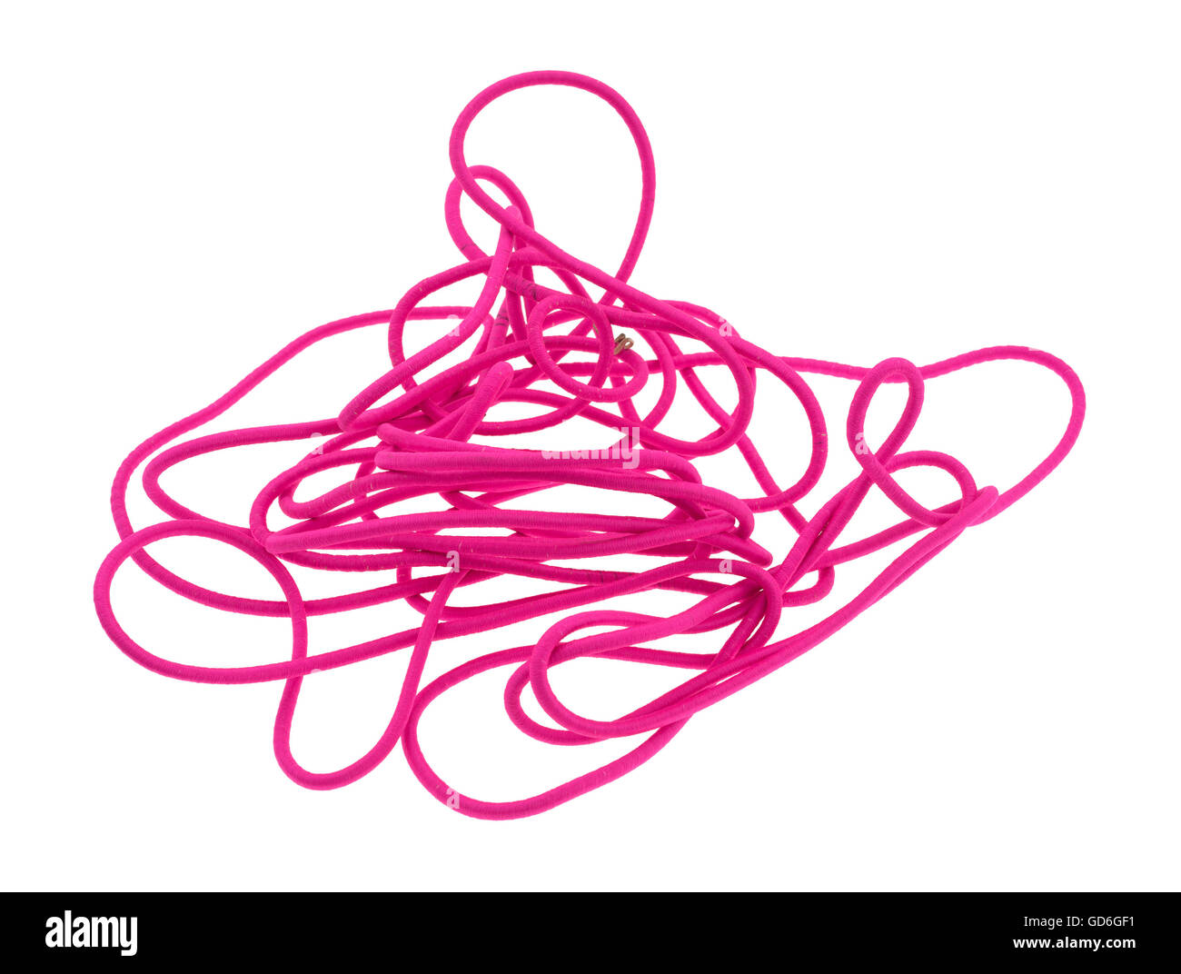 Una rosa lungo un cavo elastico in una ridda isolato su uno sfondo bianco. Foto Stock