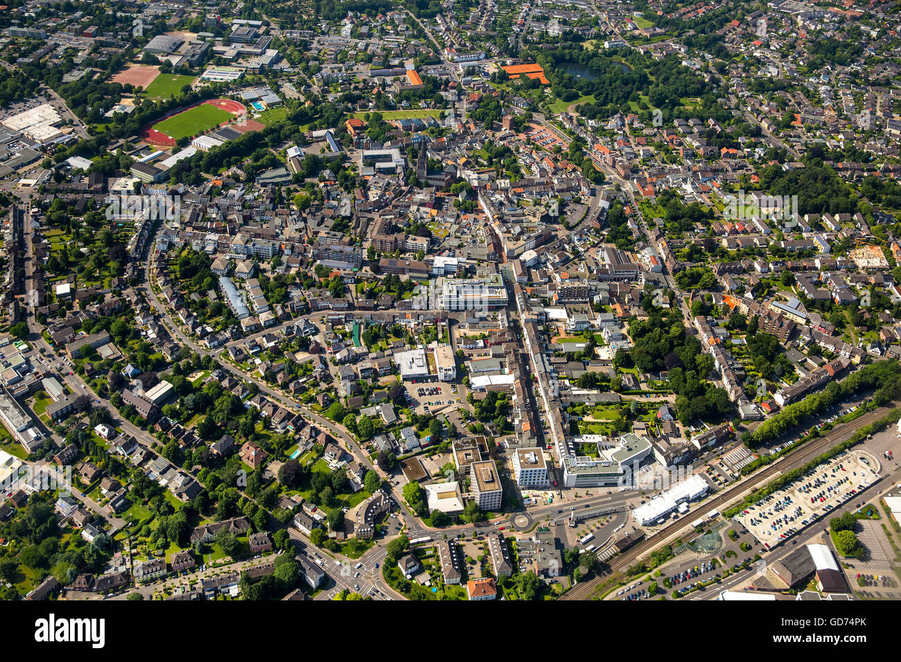 Vista aerea, Erkelenz, l'anello stradale, Wall Street, Valle del Reno, le pianure, Erkelenz, Renania, Renania settentrionale-Vestfalia,, Foto Stock