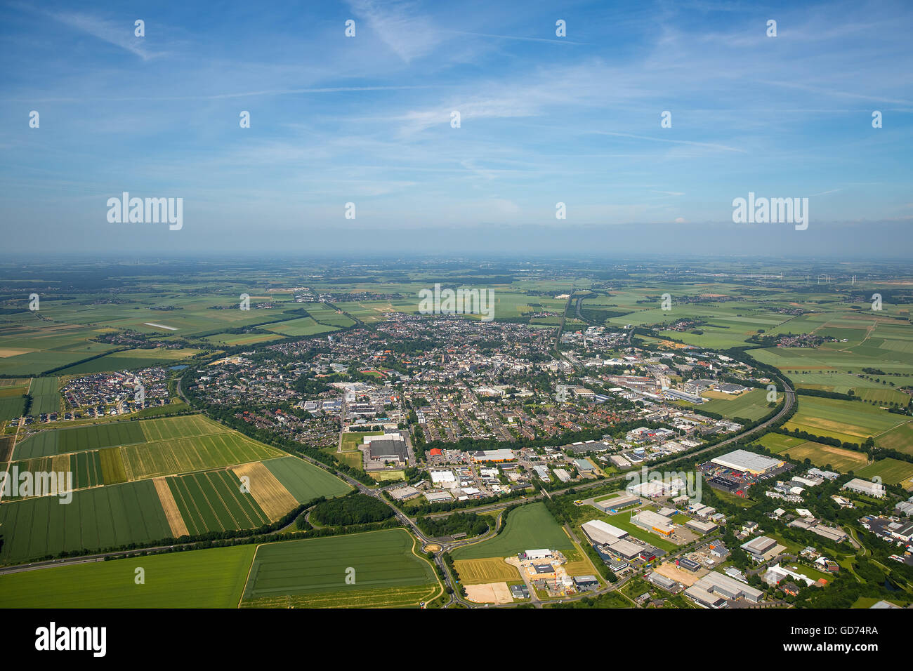 Vista aerea, Erkelenz, l'anello stradale, Wall Street, Valle del Reno, le pianure, Erkelenz, Renania, Renania settentrionale-Vestfalia,, Foto Stock
