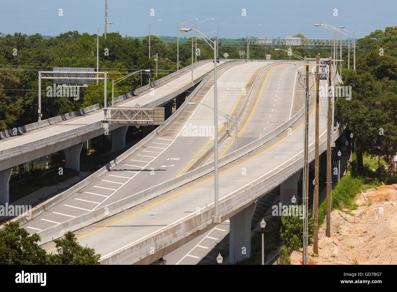 Rampe ad estremità sud della I-110 sulla Interstate Highway 90 in Biloxi Mississippi Foto Stock