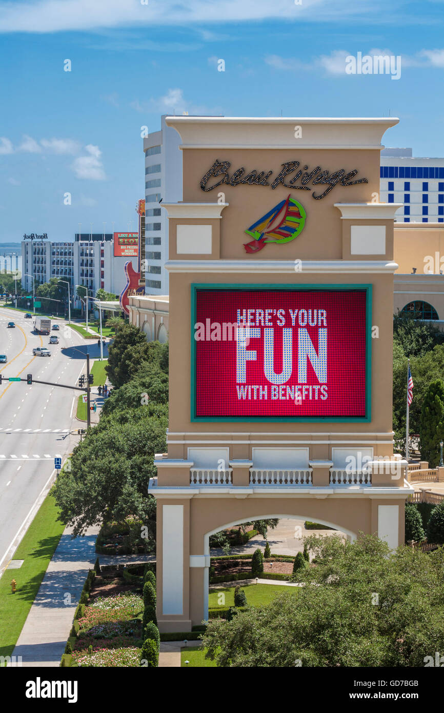 Segno al di fuori del Beau Rivage casino sulla spiaggia di Biloxi Mississippi Foto Stock