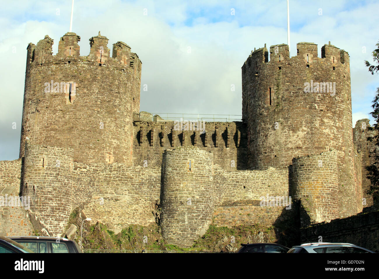 Conwy Castle fortificazione medievale a Conwy, sulla costa settentrionale del Galles. Fu costruito da Edoardo I durante la sua conquista Foto Stock