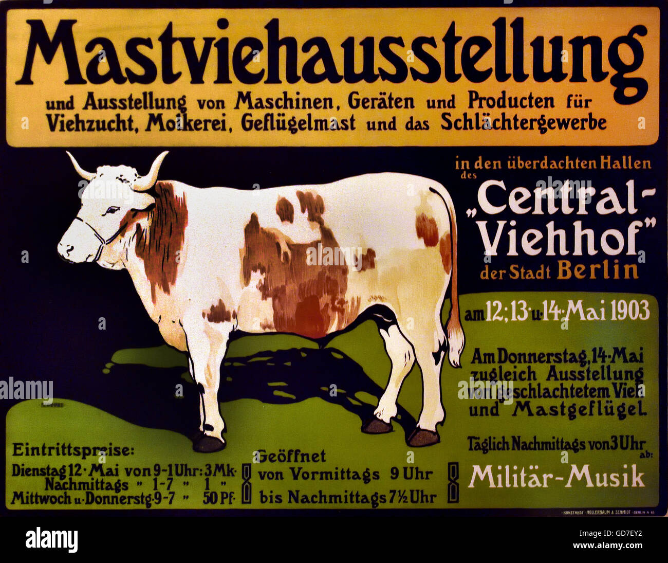 Mastviehausstellung - bovini da carne Exhibition 1903 poster pubblicitario per la fiera agricola di Berlino Germania Foto Stock