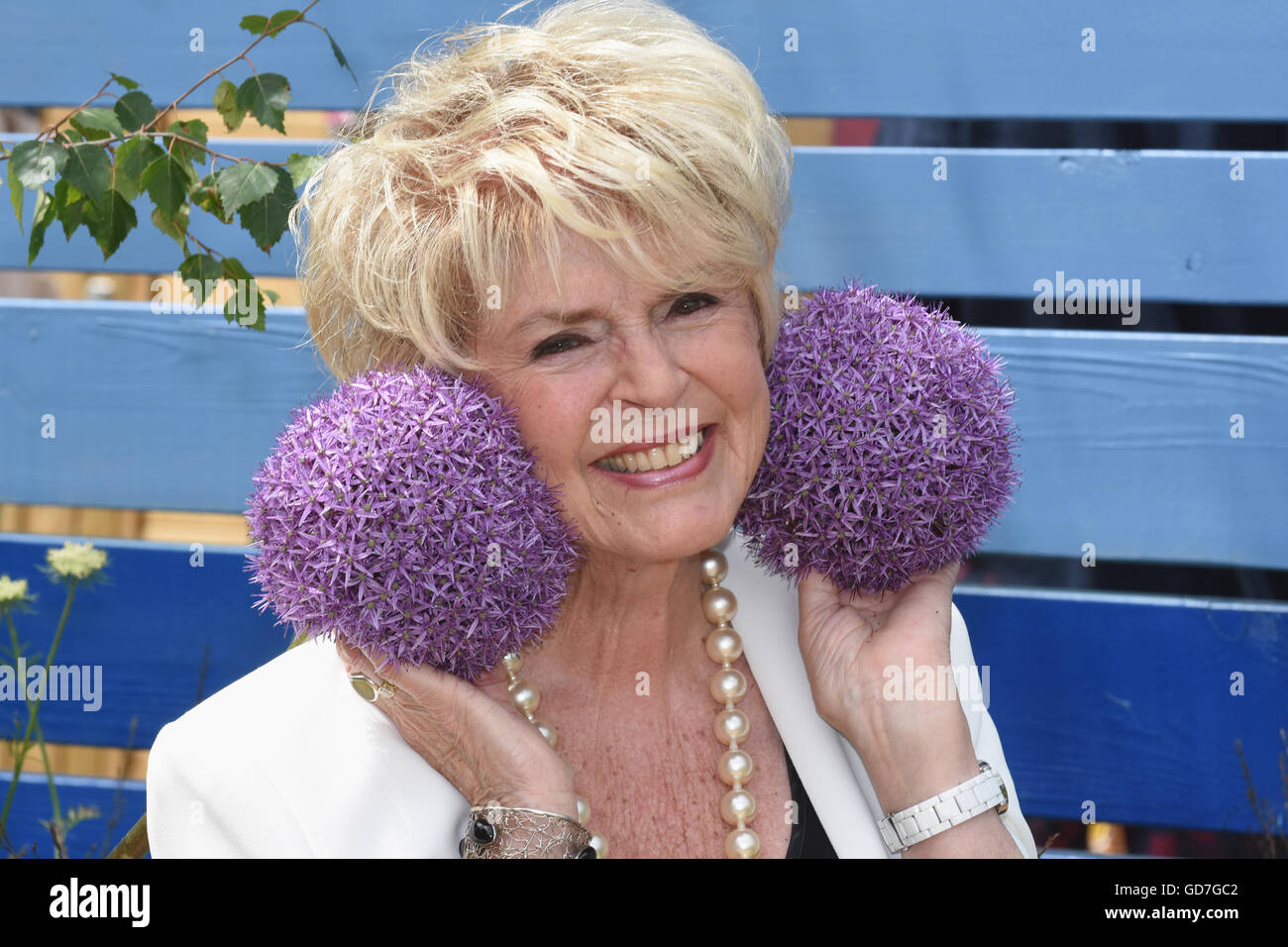 Gloria Hunniford, RHS Hampton Court Palace Flower Show 2016, East Molesey, Surrey, Regno Unito Foto Stock